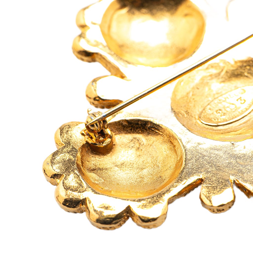 Chanel Gold Plated Lion Logo Cross Brooch - 4