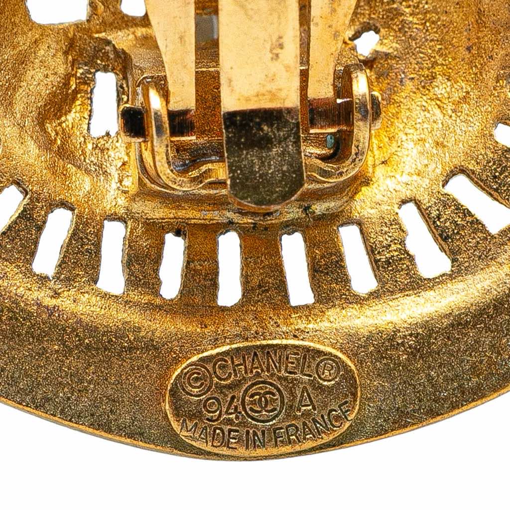 Chanel Gold Plated Logo Cutout Clip On Earrings - 3