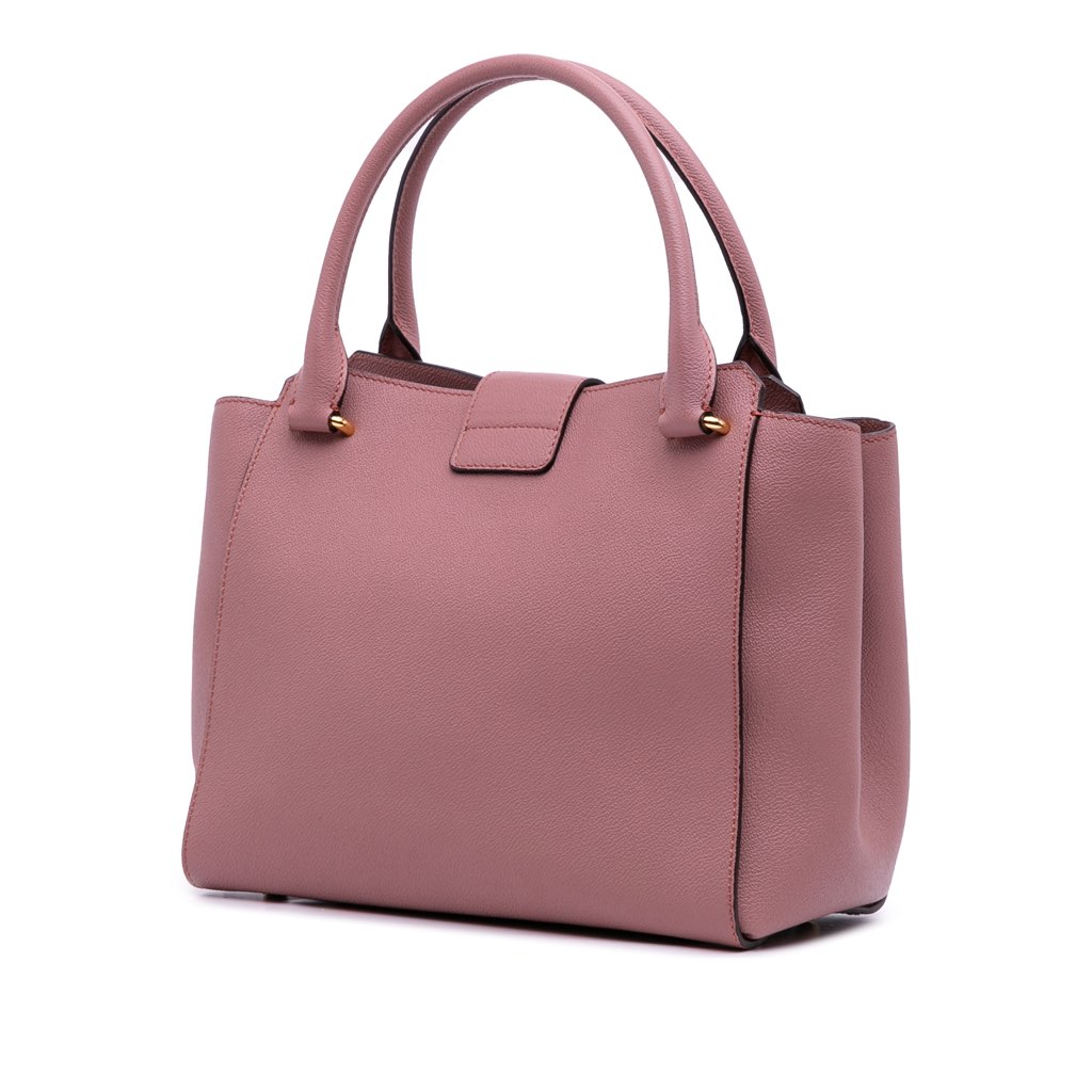 Burberry Small Grained Leather Buckle Tote - Back view