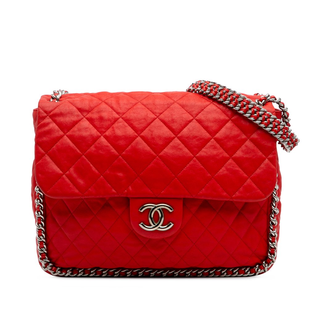 Chanel Maxi Washed Lambskin Chain Around Flap