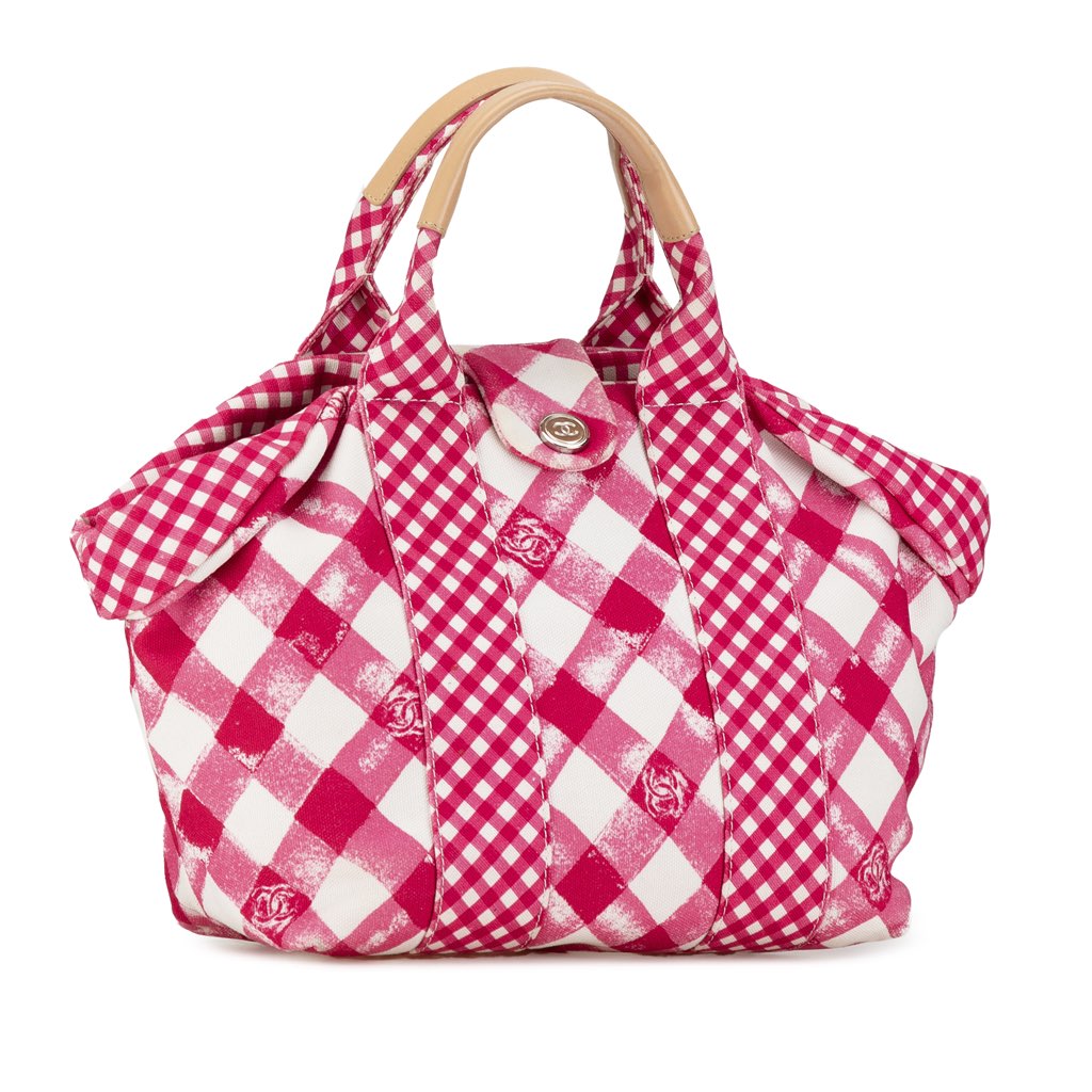 Chanel Small Canvas Printed CC Gingham Handbag - 2