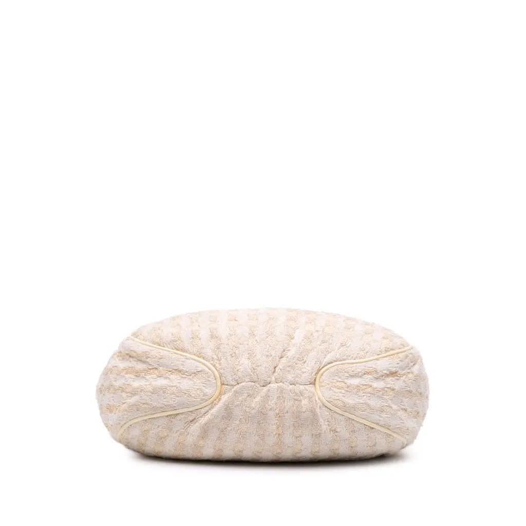 Chanel Tweed Boucle Knitting Top Handle Bag White Tweed Good - Inside View