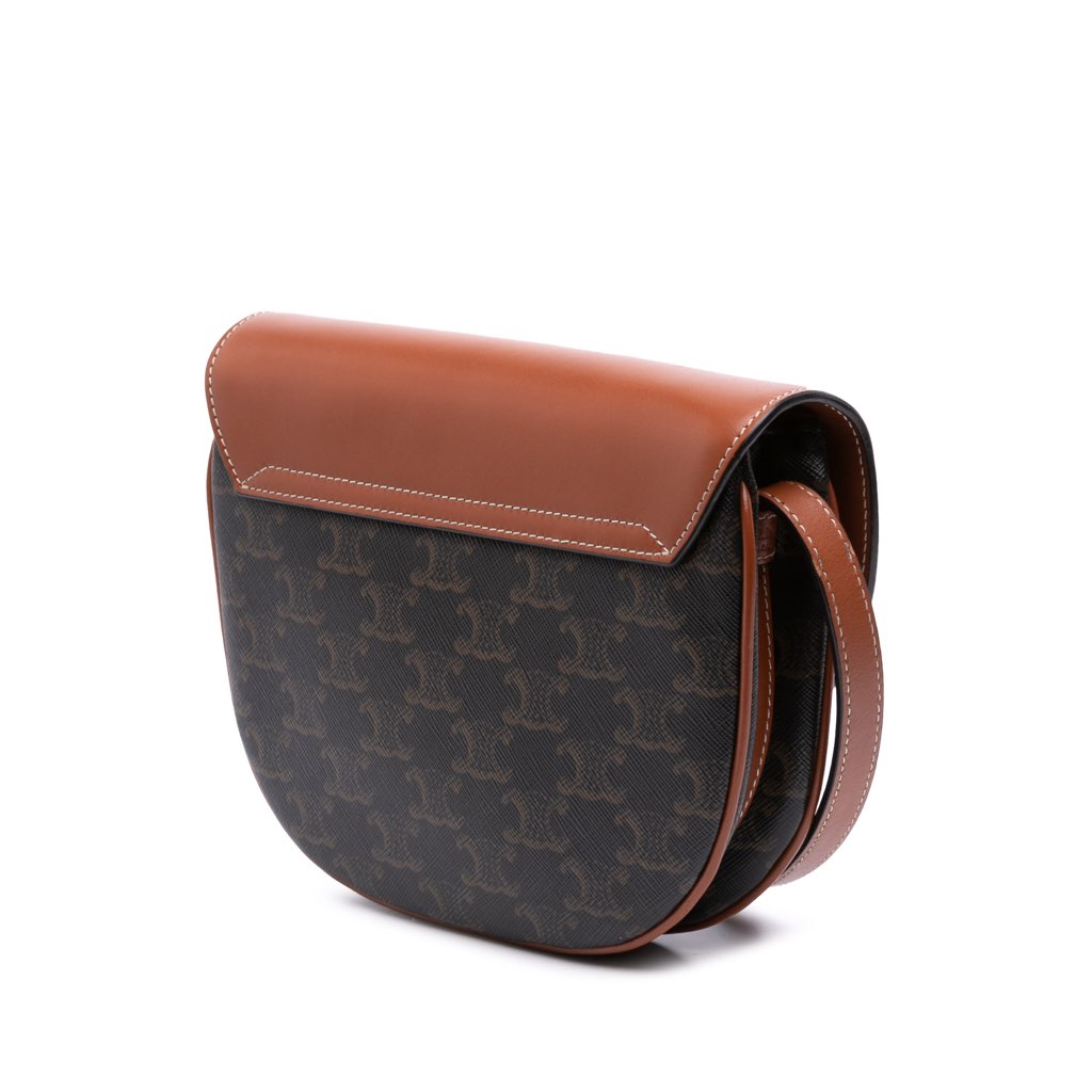 Celine Triomphe Coated Canvas and Calfskin Besace Crossbody - 2