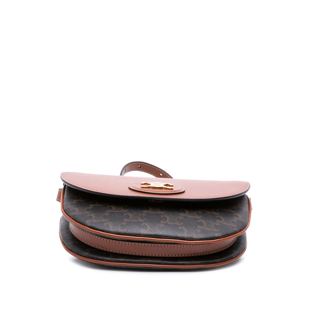 Celine Triomphe Coated Canvas and Calfskin Besace Crossbody - 3