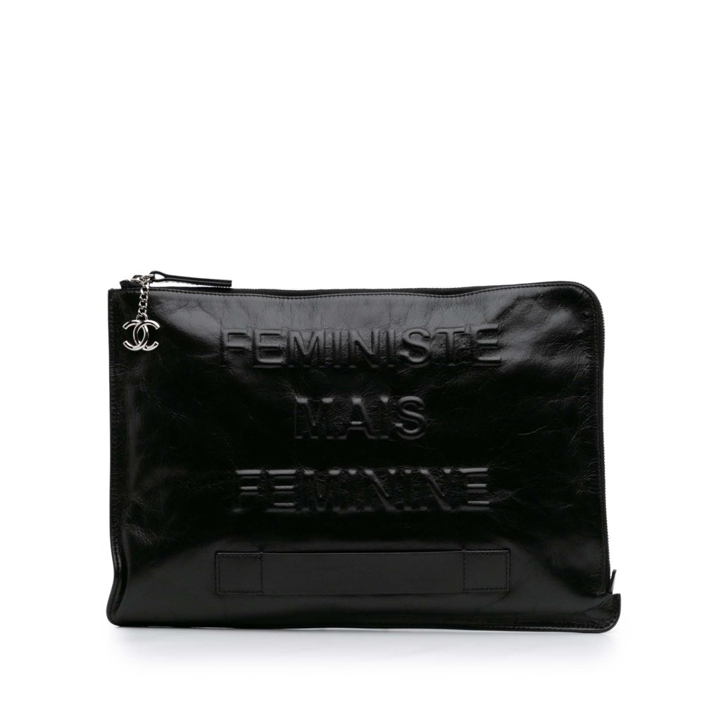 Chanel Large Calfskin Feministe Maize Feminine Pouch
