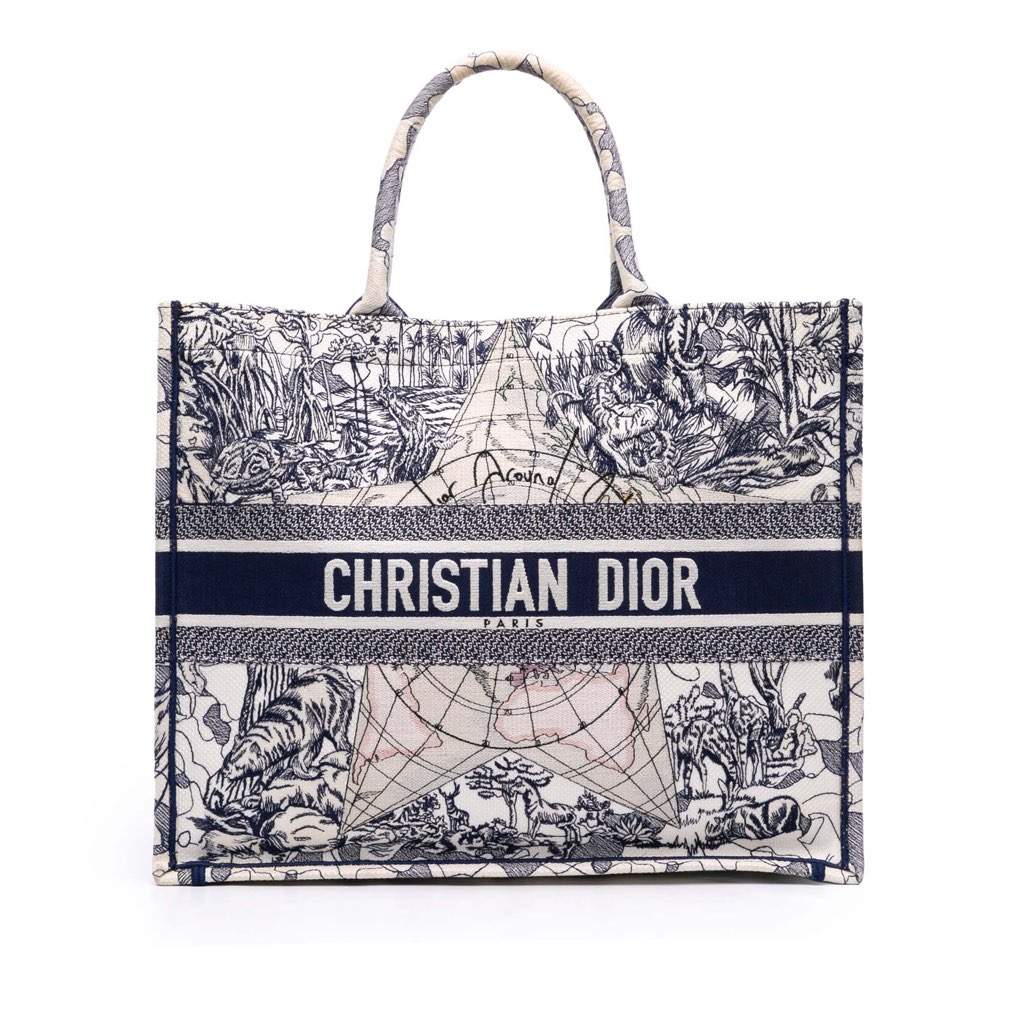 Dior Large Canvas Embroidered Around The World Book Tote