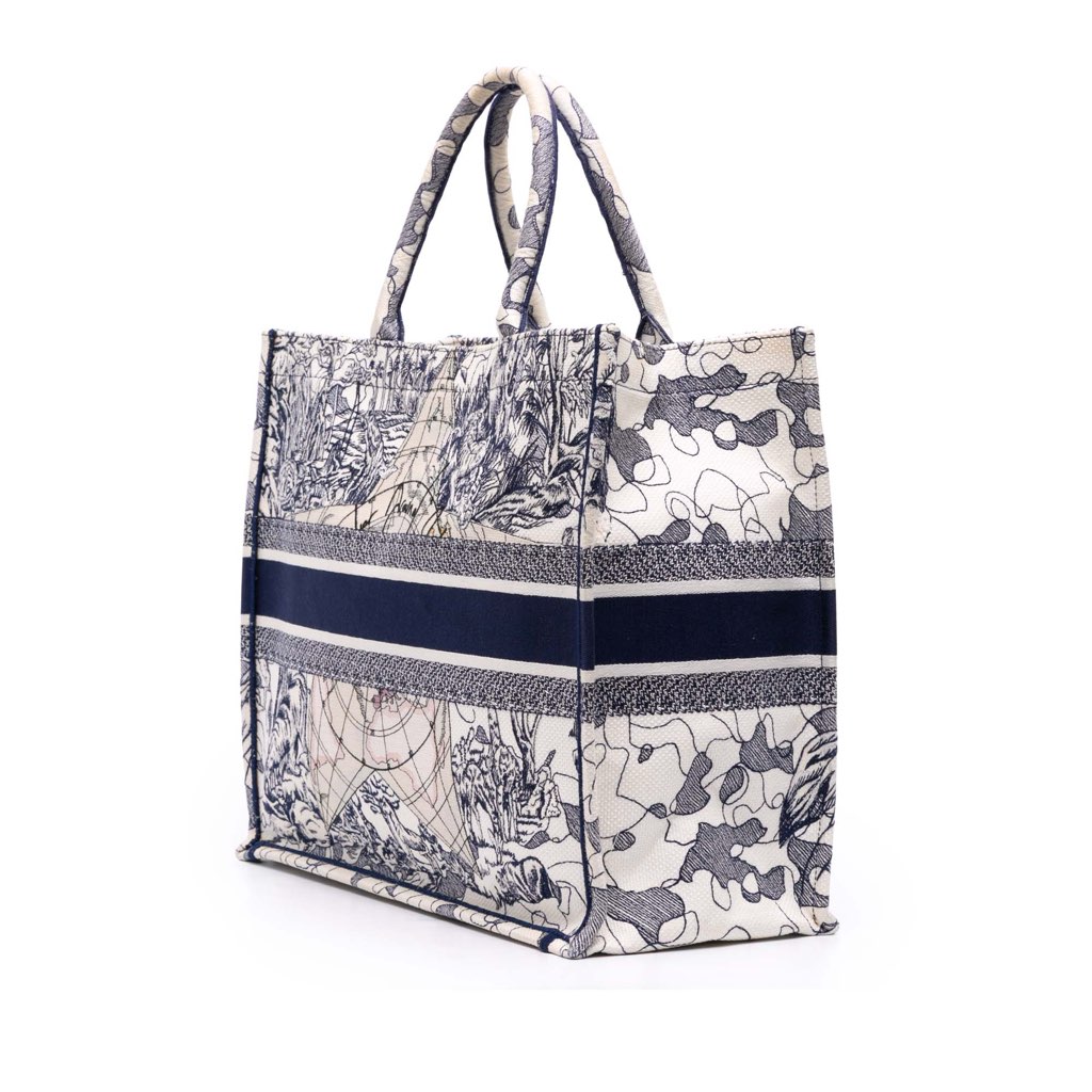 Dior Large Canvas Embroidered Around The World Book Tote - Back view