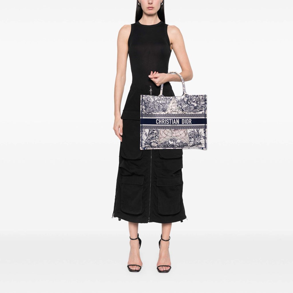 Dior Large Canvas Embroidered Around The World Book Tote - Image 11