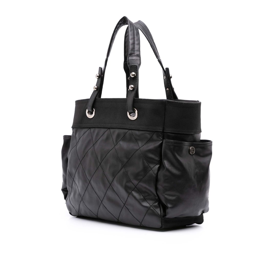 Chanel Paris Biarritz Large Quilted Coated Canvas Tote - Back view