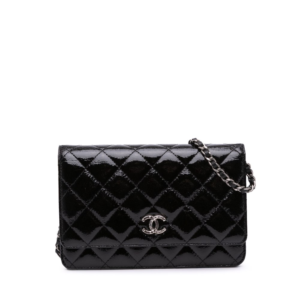 Chanel CC Quilted Patent Wallet On Chain