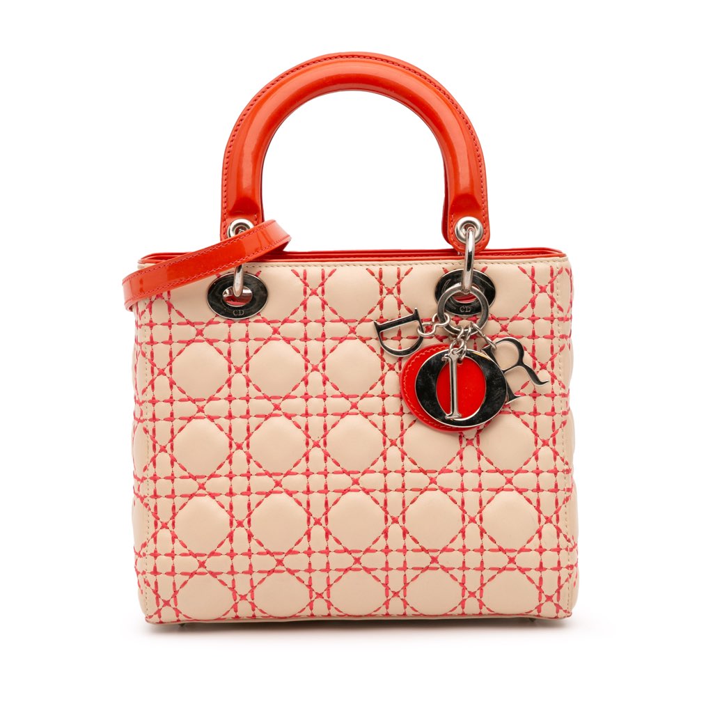 Dior Medium Lambskin Cannage Stitched Lady Dior