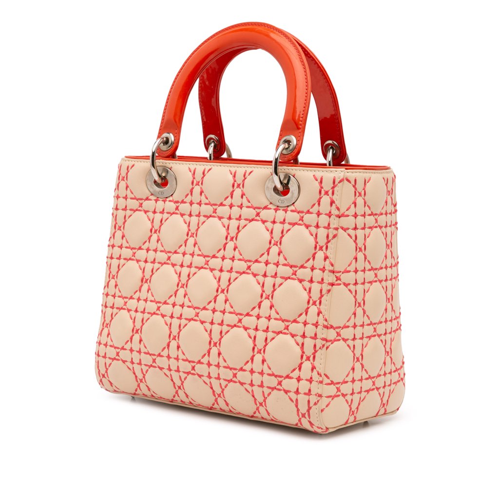 Dior Medium Lambskin Cannage Stitched Lady Dior - Back view