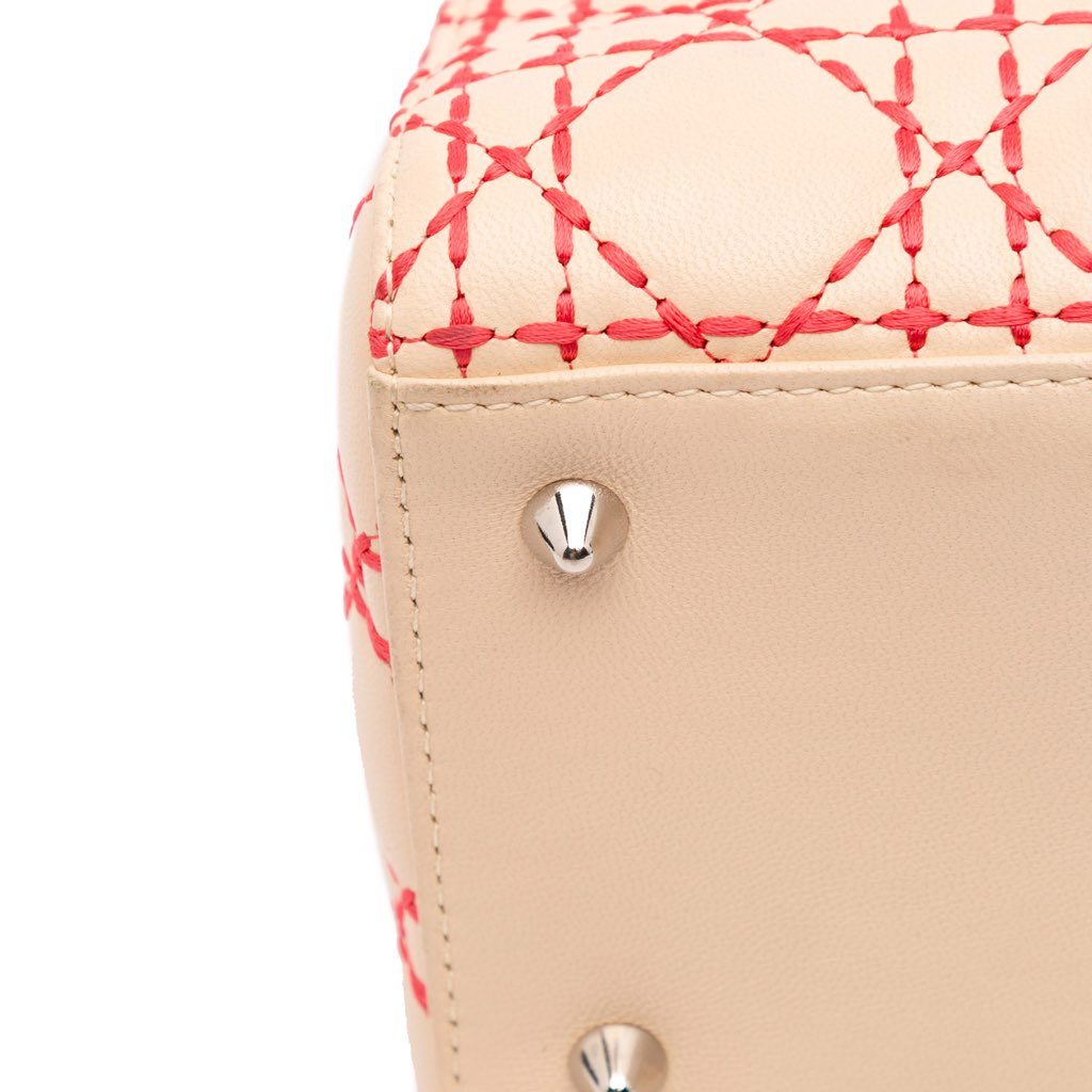 Dior Medium Lambskin Cannage Stitched Lady Dior - Image 11