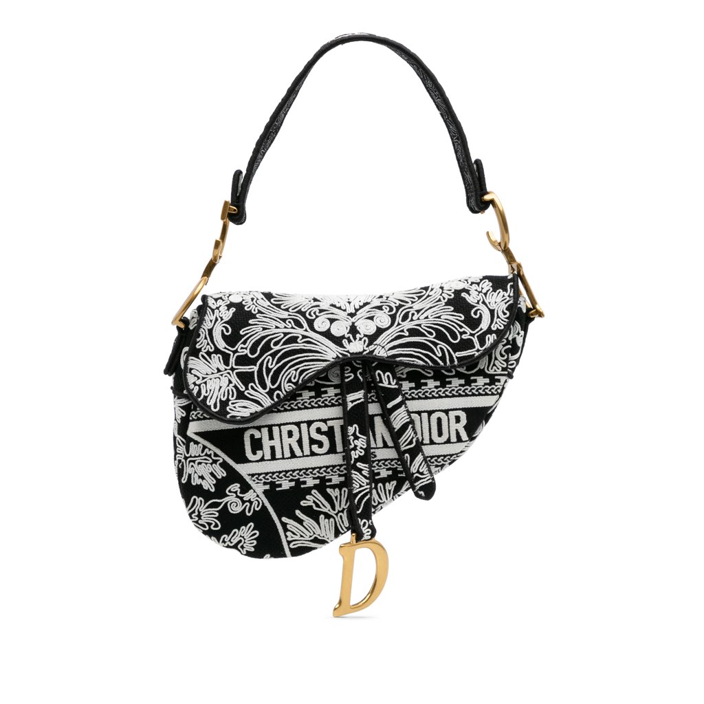 Dior Canvas Embroidered Ornamental Cornely Saddle Bag