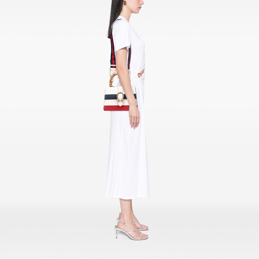 Gucci Medium Leather Bamboo Dionysus Web Satchel - Image 12