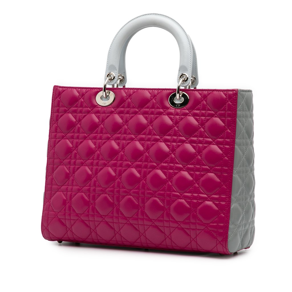 Dior Large Bicolor Lambskin Cannage Lady Dior - Back view