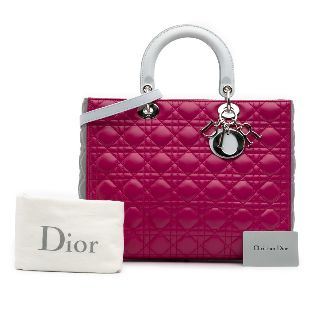 Dior Large Bicolor Lambskin Cannage Lady Dior - Image 14