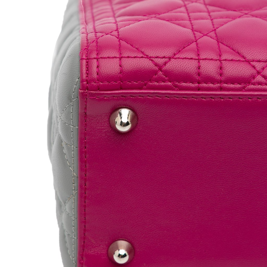 Dior Large Bicolor Lambskin Cannage Lady Dior - Detail 2
