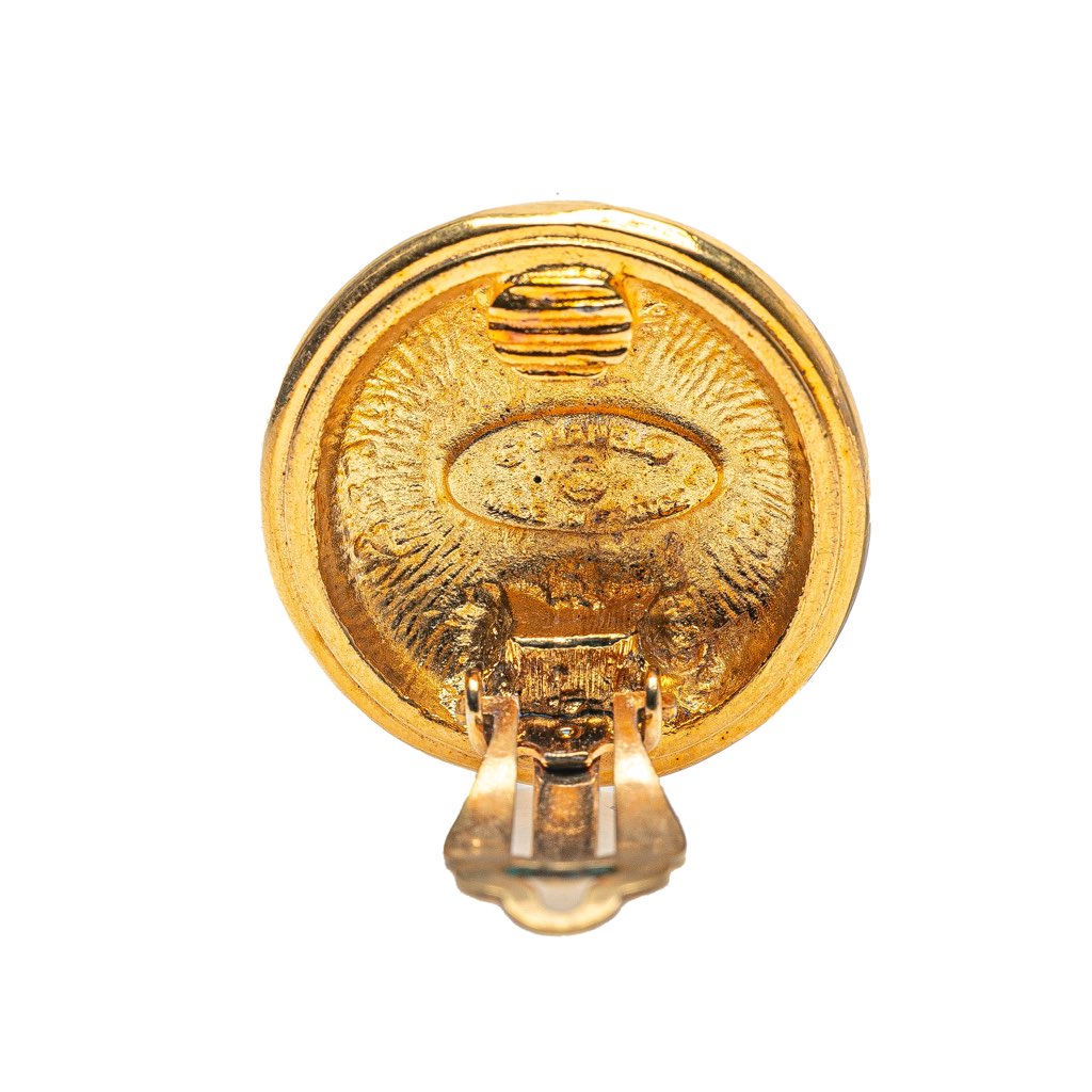 Chanel Gold Plated CC Round Clip On Earrings - Image 6