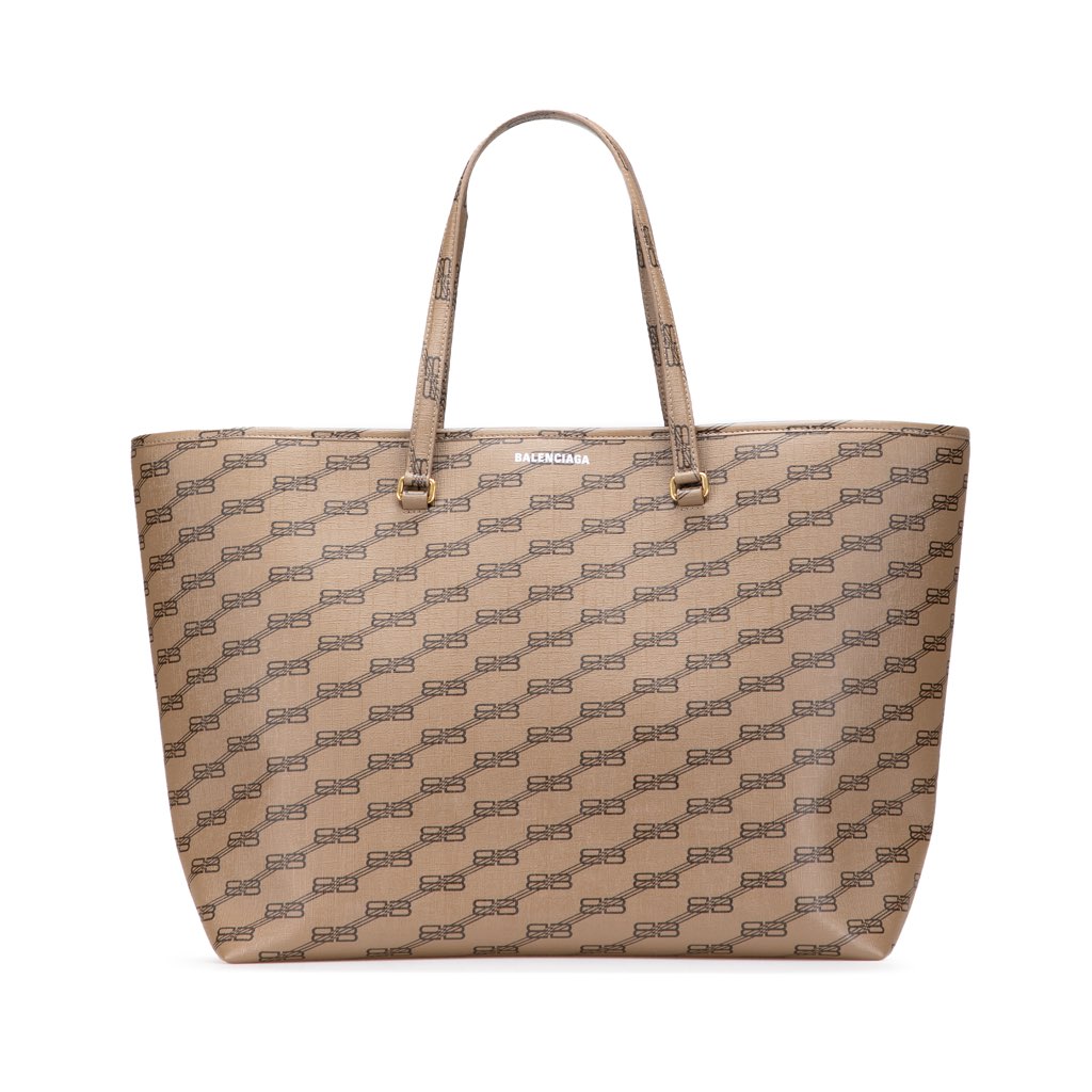 Balenciaga Large BB Monogram Coated Canvas Signature East West Shopper Bag