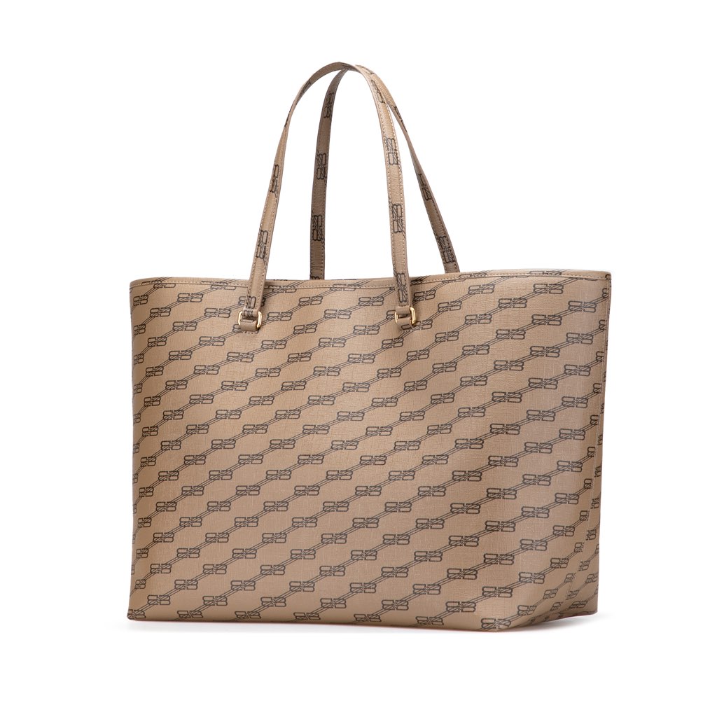 Balenciaga Large BB Monogram Coated Canvas Signature East West Shopper Bag - Back view