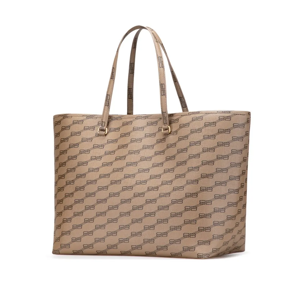 Balenciaga Large BB Monogram Coated Canvas Signature East West Shopper Bag Brown Canvas Good - Back View