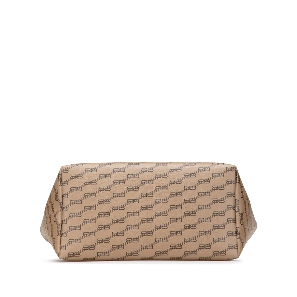 Balenciaga Large BB Monogram Coated Canvas Signature East West Shopper Bag Brown Canvas Good - Inside View