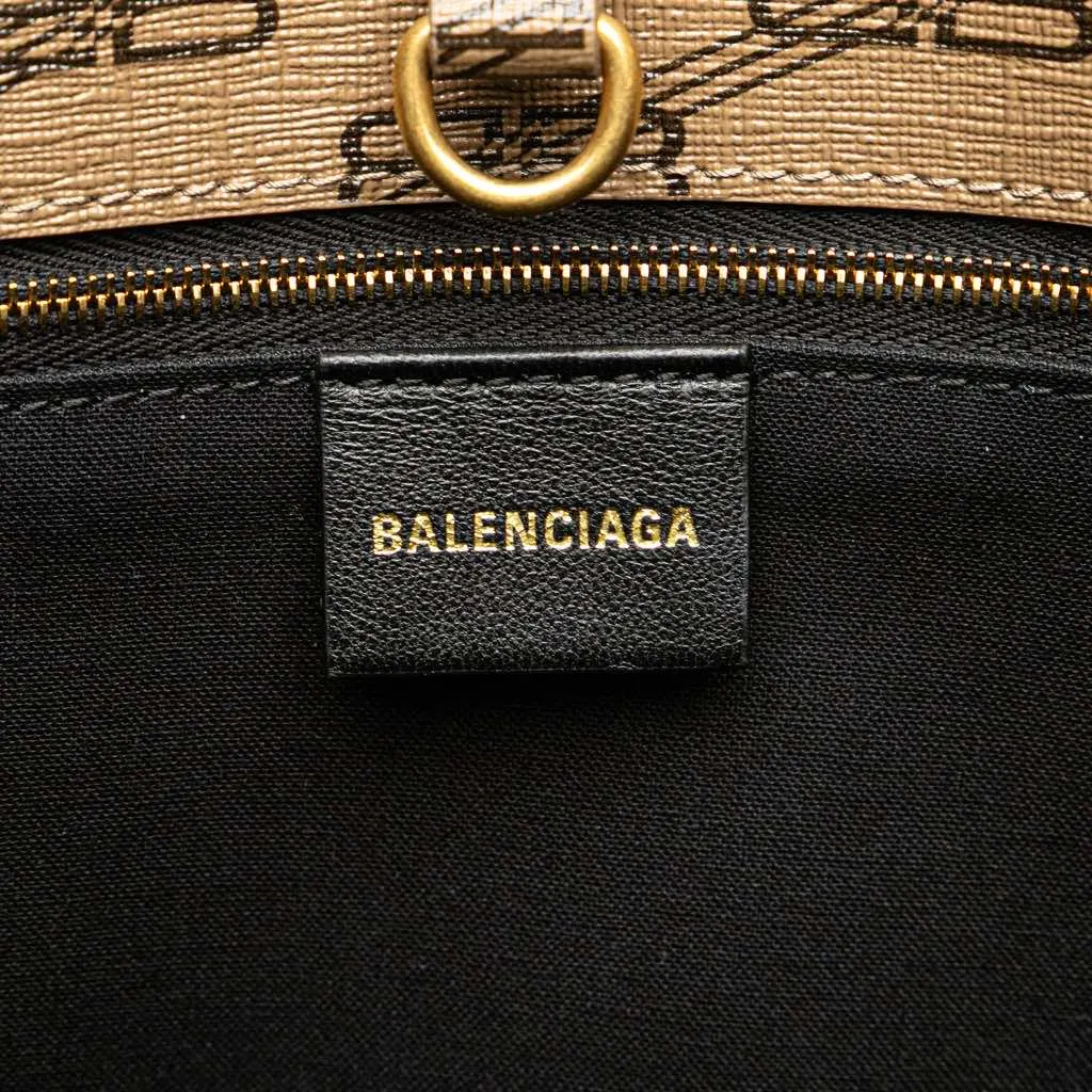 Balenciaga Large BB Monogram Coated Canvas Signature East West Shopper Bag Brown Canvas Good - Box View