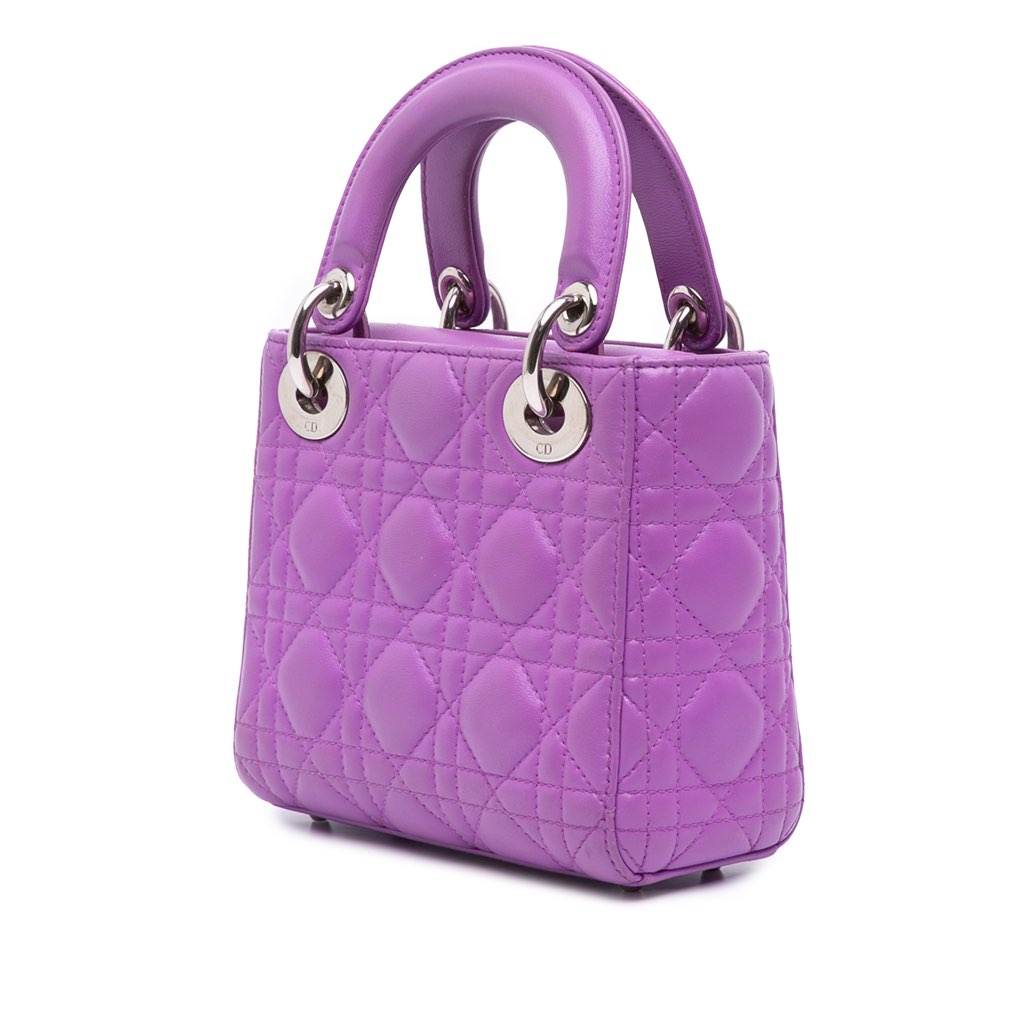 Dior Mini Lambskin Cannage Lady Dior - Back view