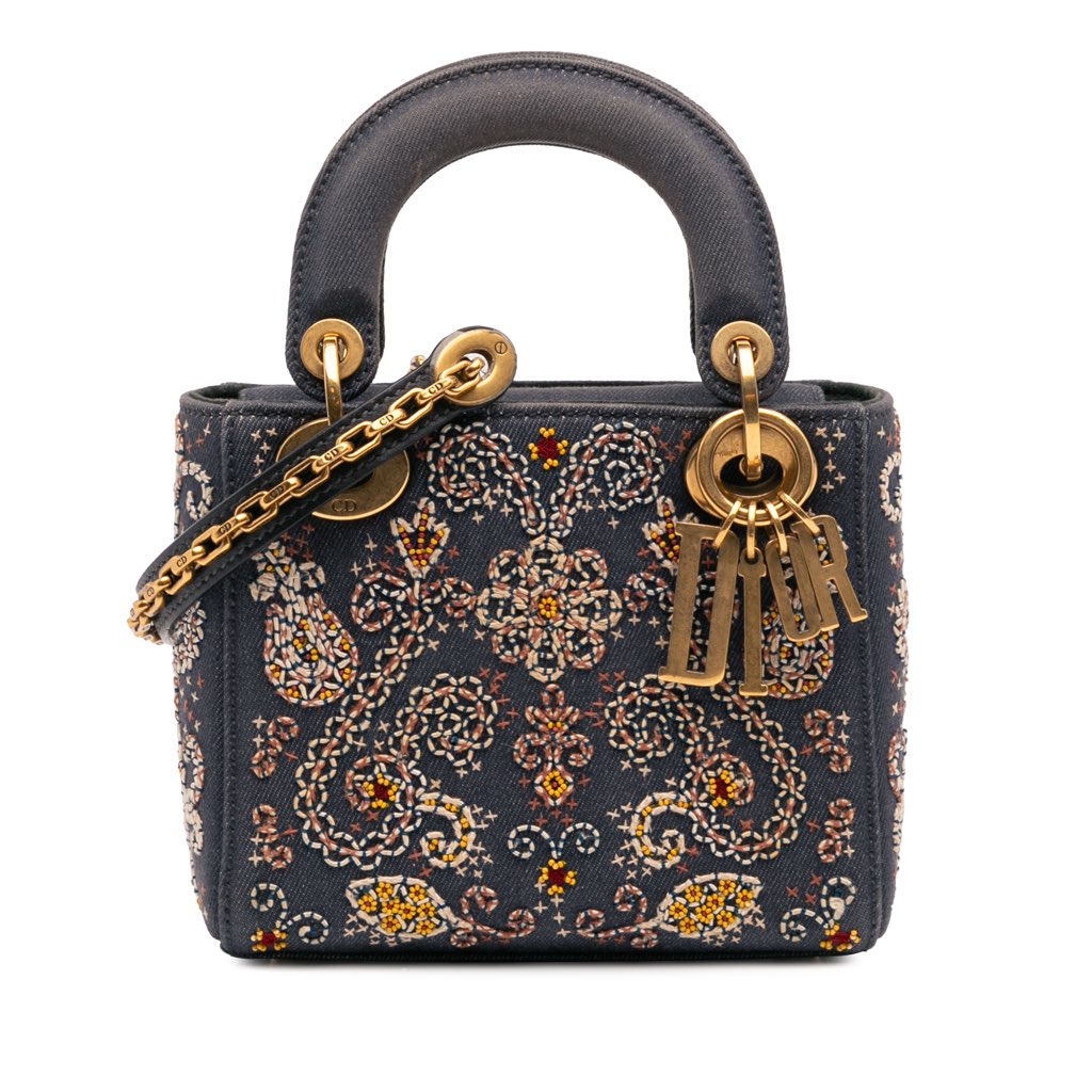 Dior Mini Denim Embroidered Lady Dior