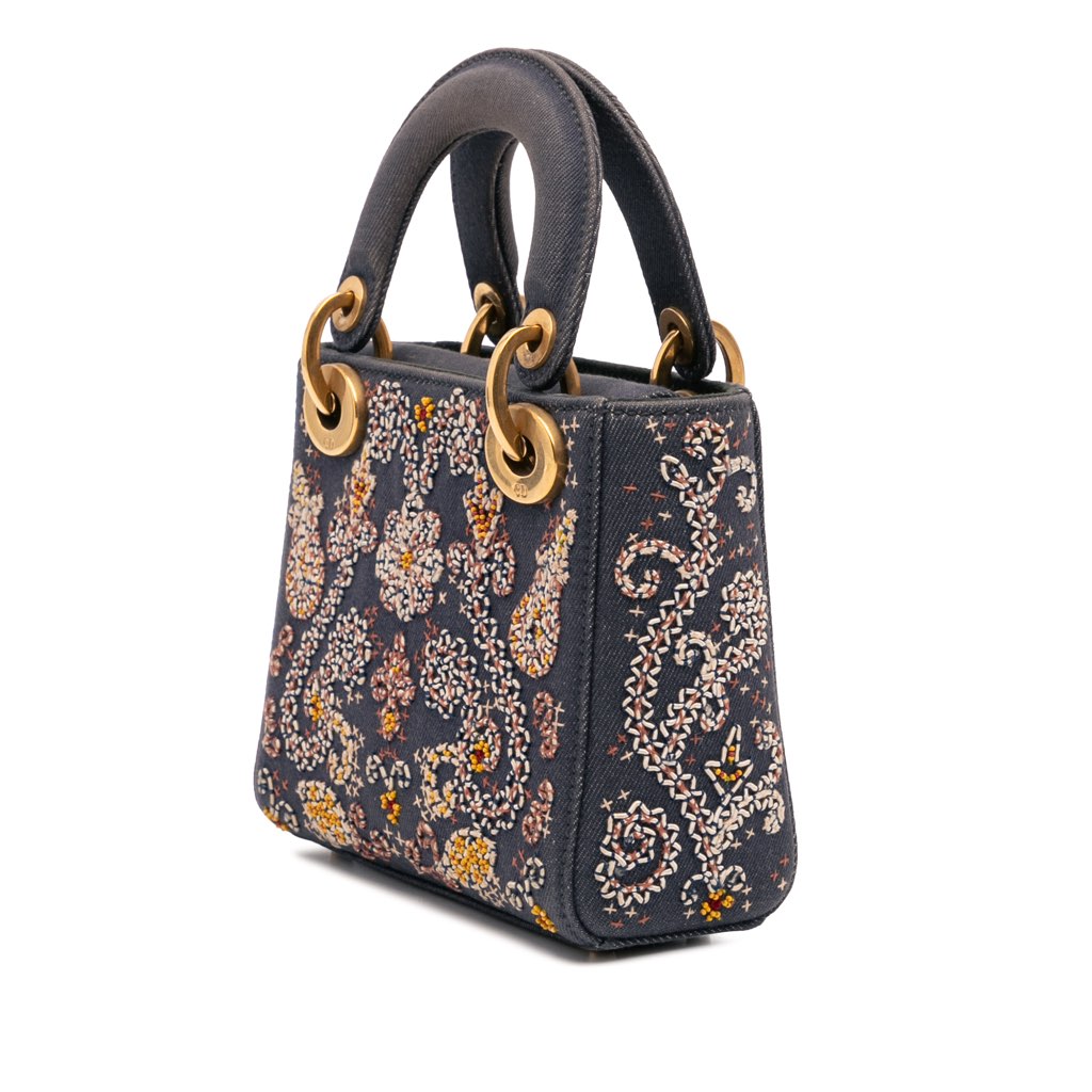 Dior Mini Denim Embroidered Lady Dior - Back view