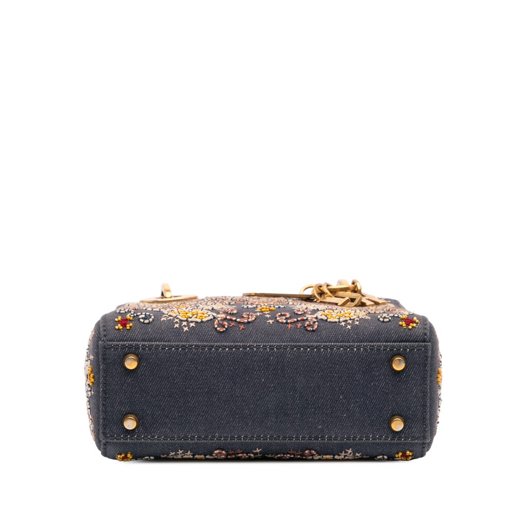 Dior Mini Denim Embroidered Lady Dior - Image 6