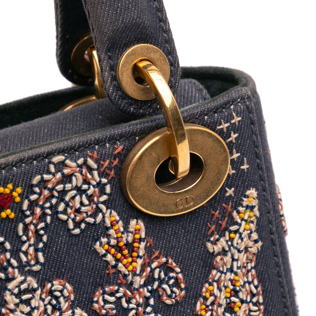 Dior Mini Denim Embroidered Lady Dior - Image 10
