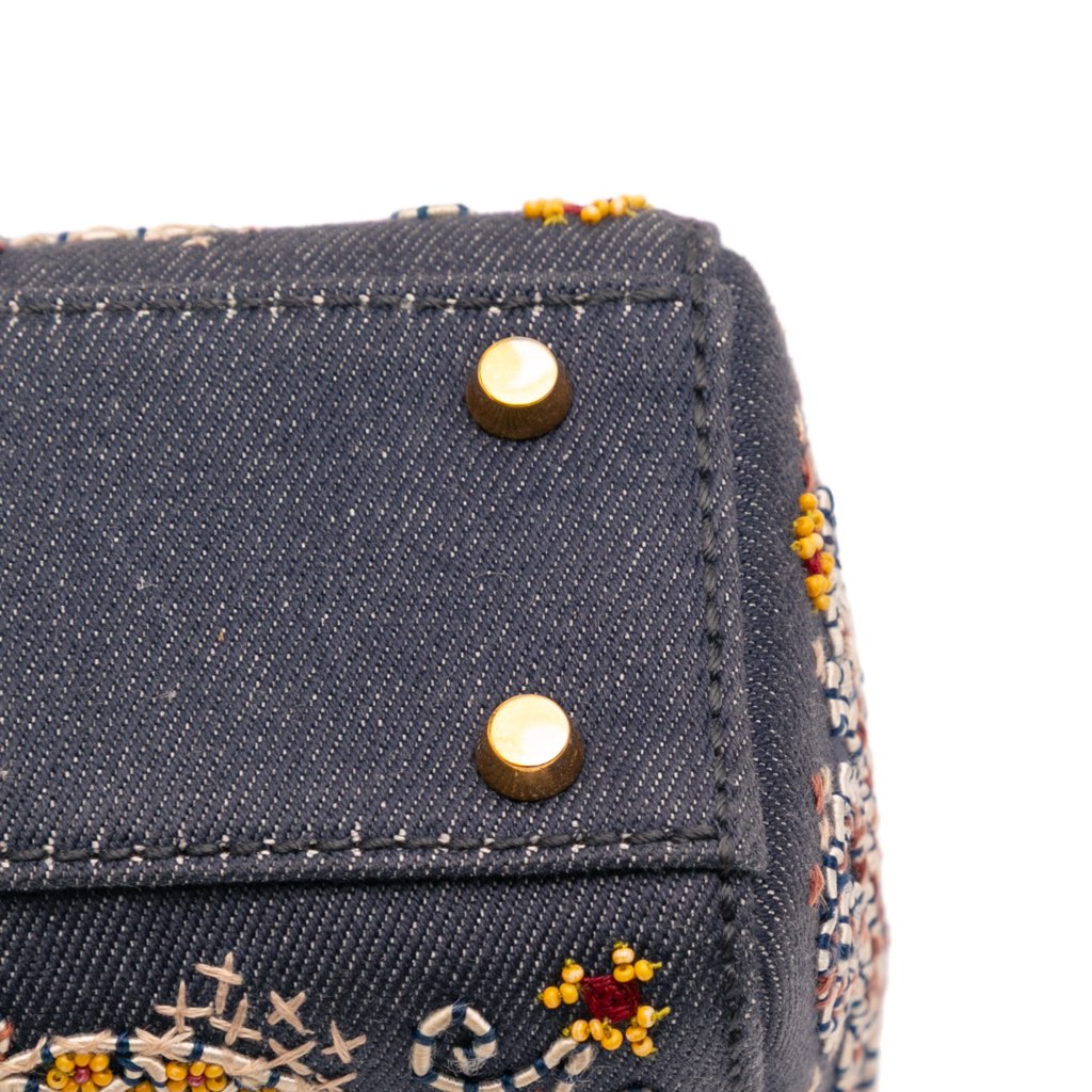 Dior Mini Denim Embroidered Lady Dior - Image 11
