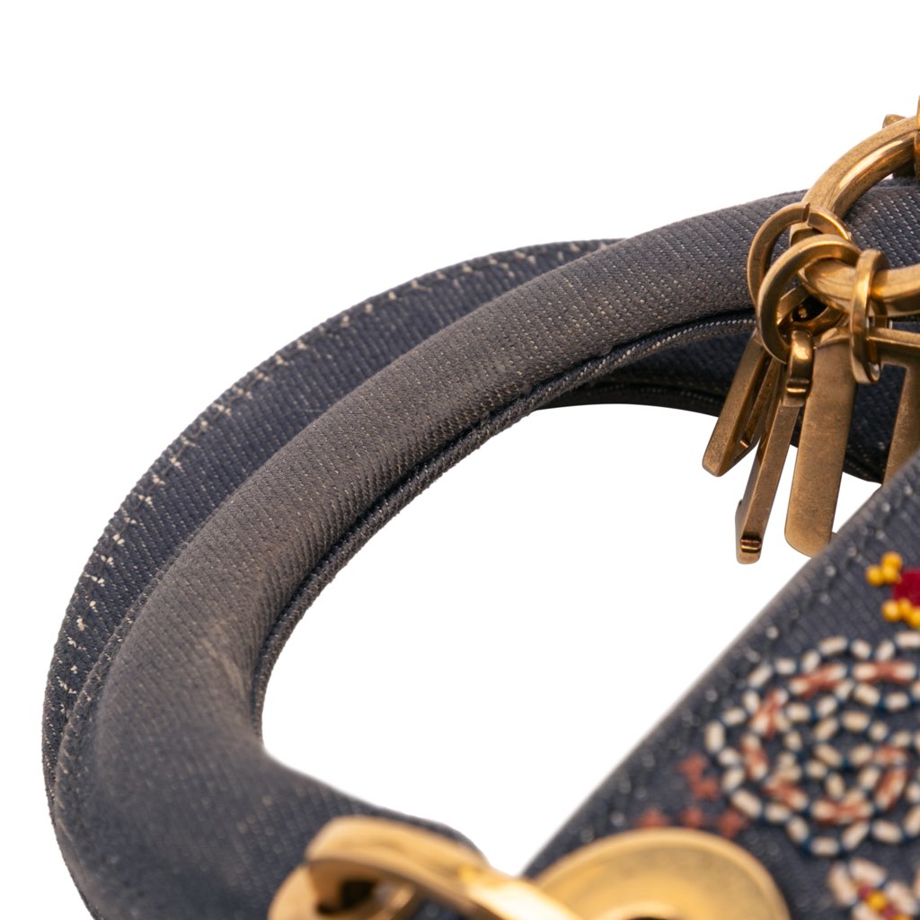 Dior Mini Denim Embroidered Lady Dior - Image 12