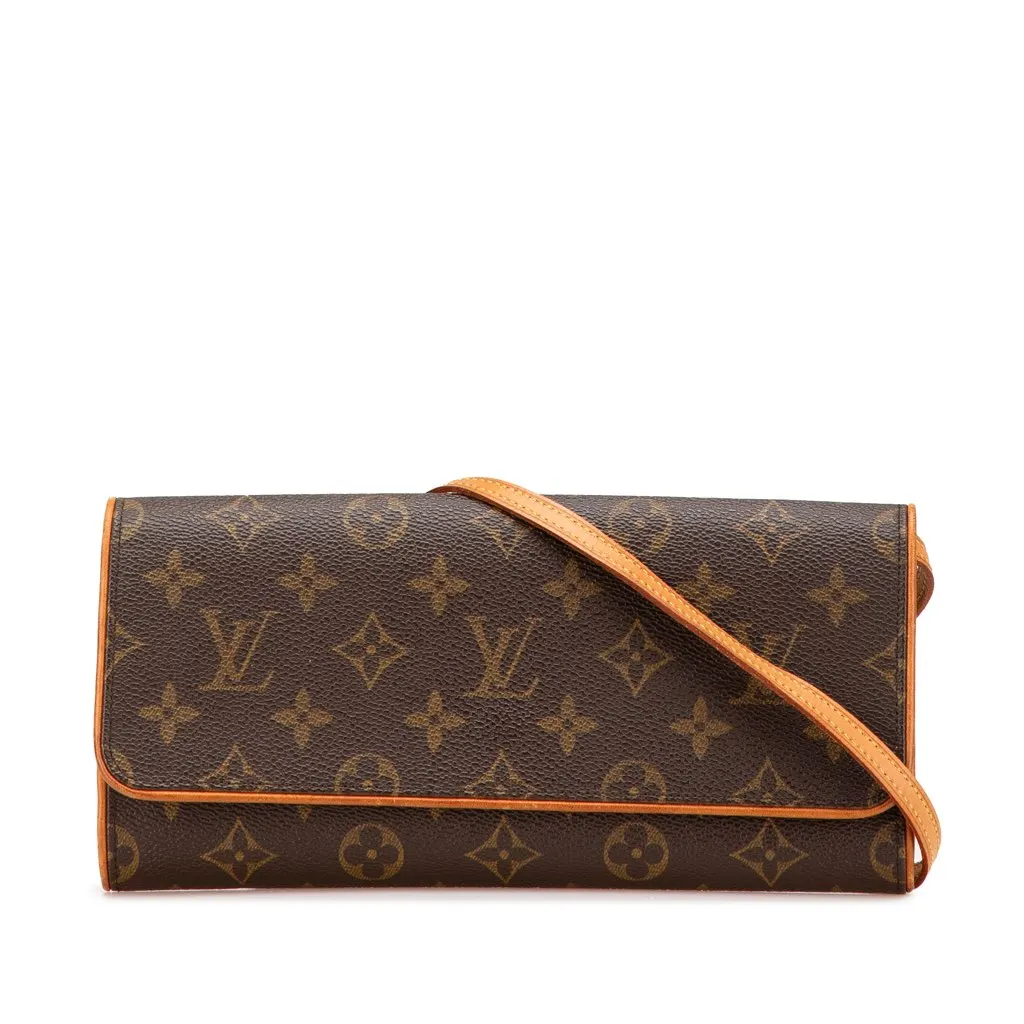 Louis Vuitton Monogram Pochette Twin GM Brown Canvas Good - Front View