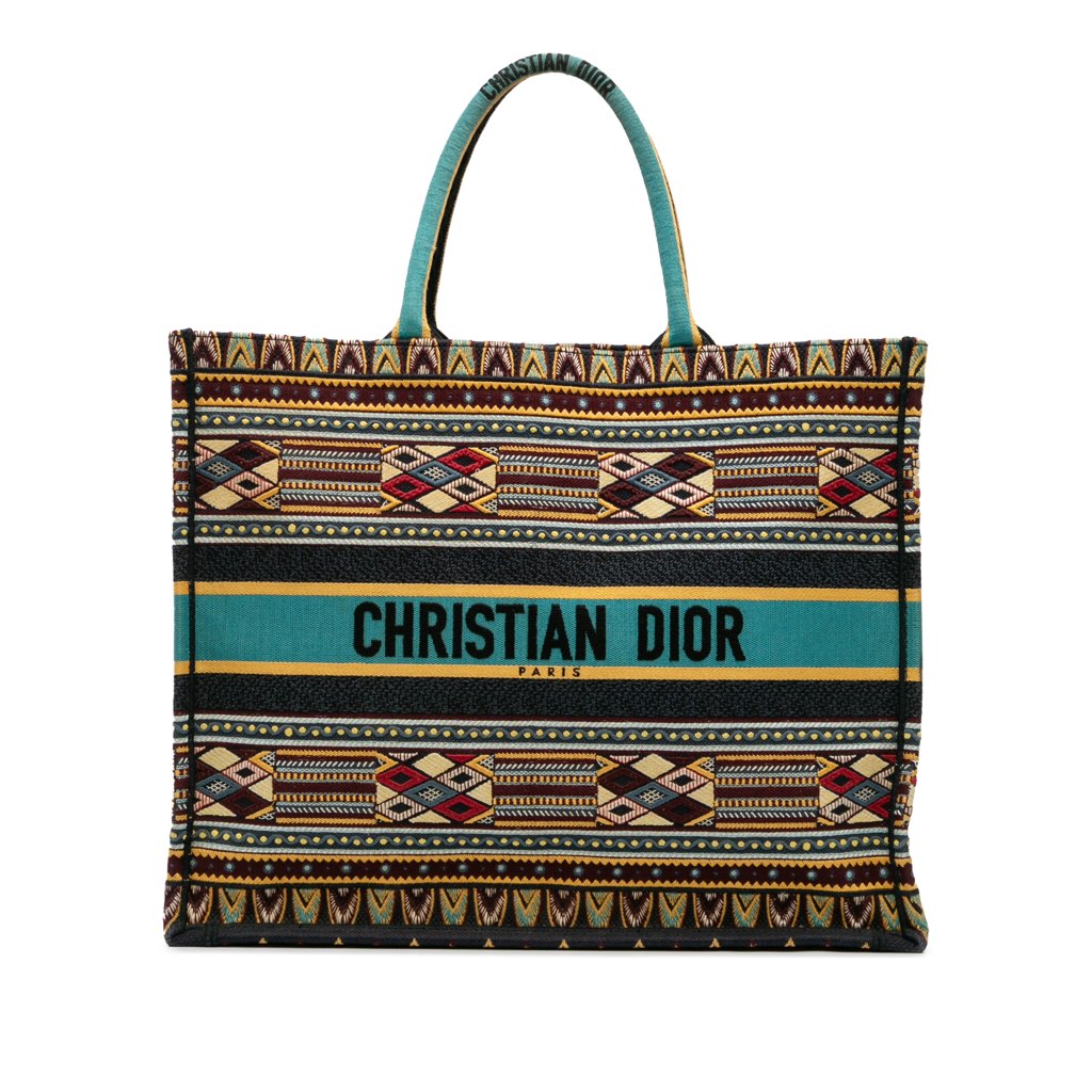 Dior Large Embroidered Canvas Book Tote