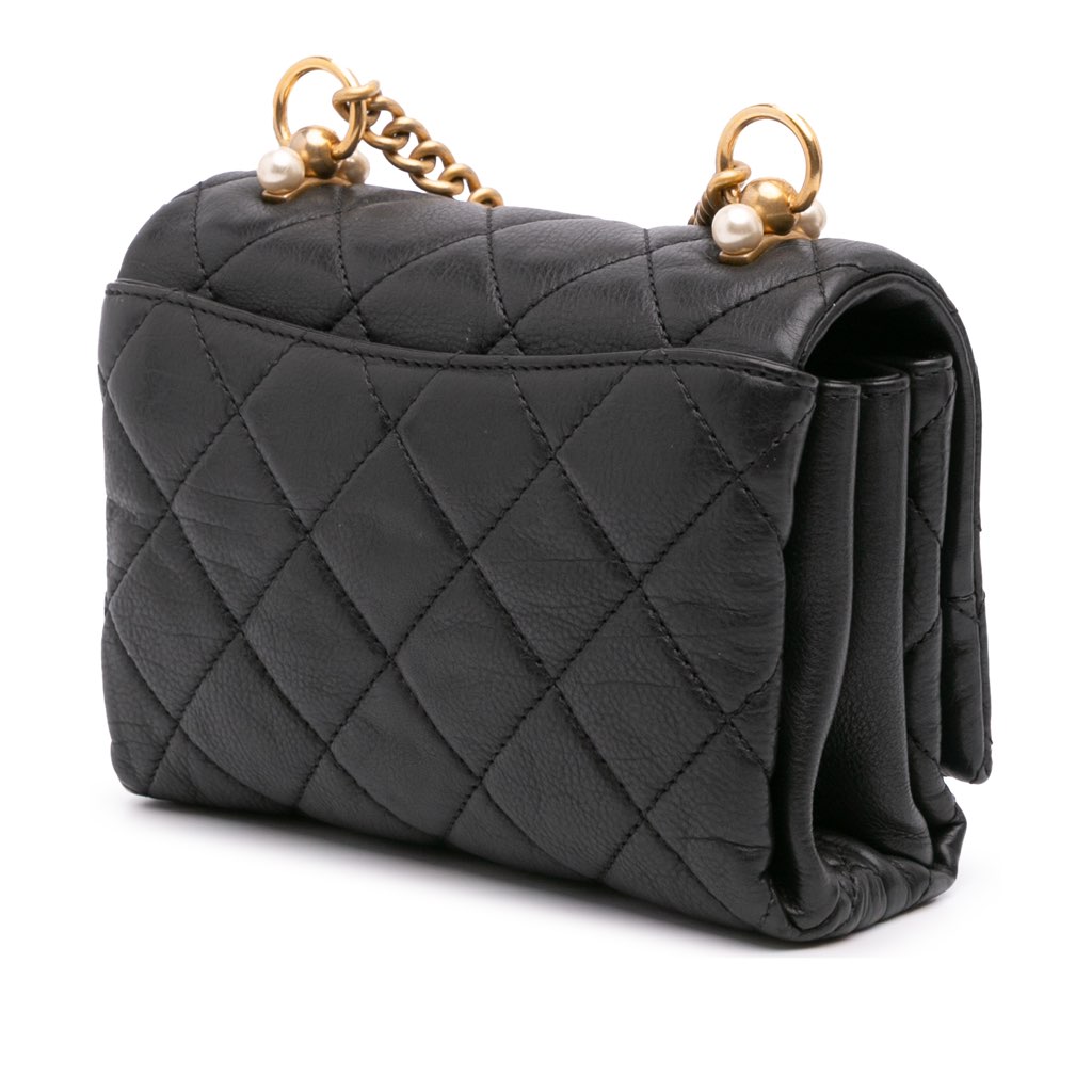Chanel Mini Quilted Calfskin Pearl CC Accordion Flap - Back view