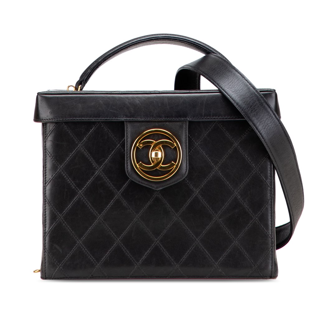 Chanel CC Stitched Calfskin Turnlock Vanity Case