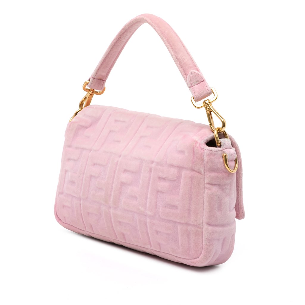 Fendi Zucca Embossed Velvet Baguette Satchel - 2