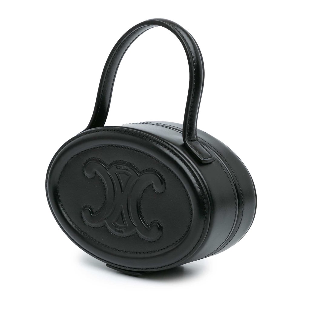 Celine Calfskin Cuir Triomphe Oval Handbag - 2
