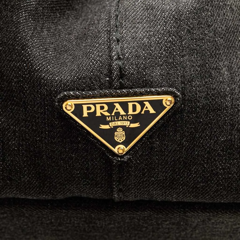 Prada Canvas Canapa Logo Satchel Black Canvas Good - Box View