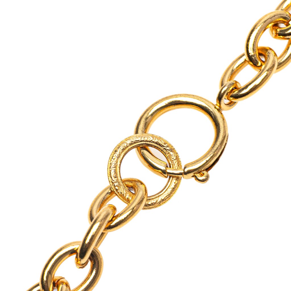 Chanel Gold Plated CC Logo Circle Pendant Necklace - Back view