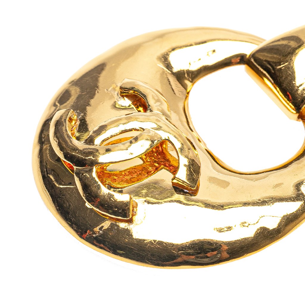 Chanel Gold Plated CC Logo Circle Pendant Necklace - Image 6