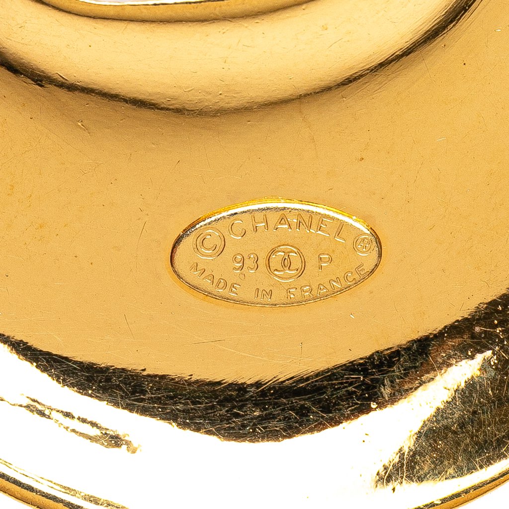 Chanel Gold Plated CC Logo Circle Pendant Necklace - 4