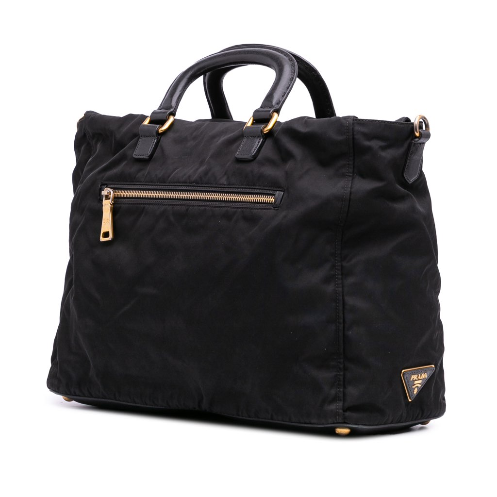 Prada Saffiano Trimmed Tessuto Satchel - 2