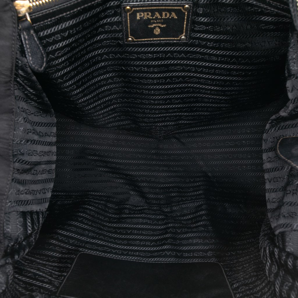 Prada Saffiano Trimmed Tessuto Satchel - 4