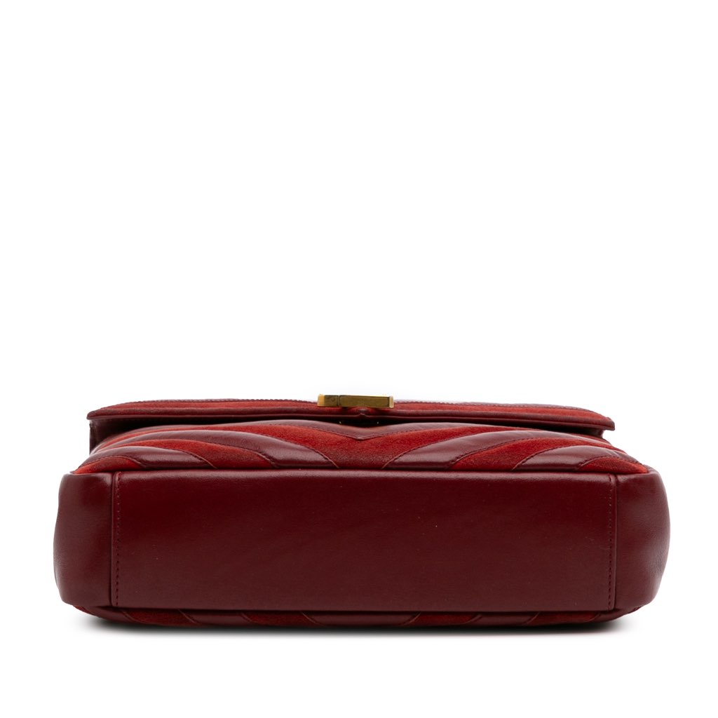 Saint Laurent Medium Calfskin and Suede Chevron Monogram College Satchel - 3