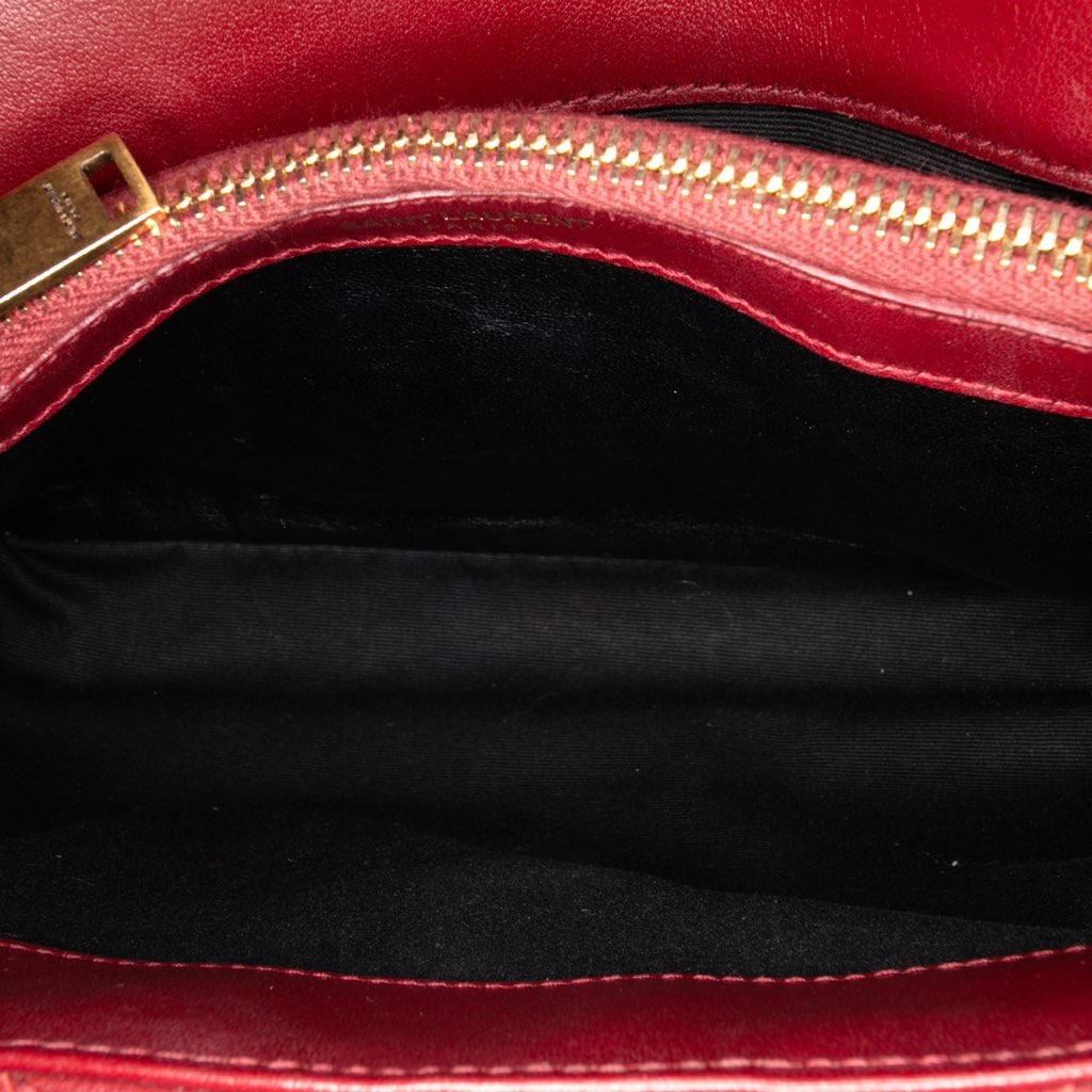 Saint Laurent Medium Calfskin and Suede Chevron Monogram College Satchel - 4