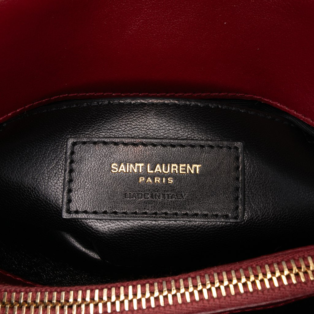 Saint Laurent Medium Calfskin and Suede Chevron Monogram College Satchel - 5